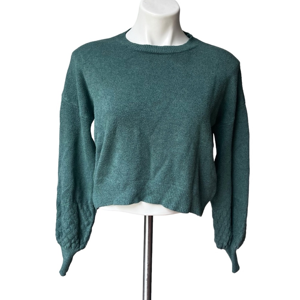 Dreamers by Debut Crewneck Cropped Green Sweater, Sz XS - Picture 1 of 14